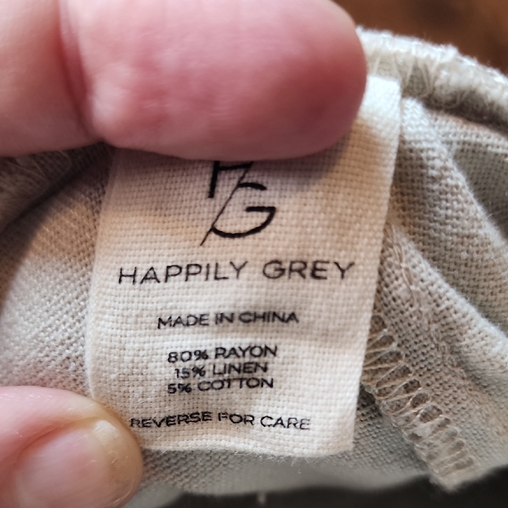 HAPPILY GREY | Beige Rayon Linen Blend Wide-Leg Tie Waist Boho Patch Pants | XL - Picture 5 of 11